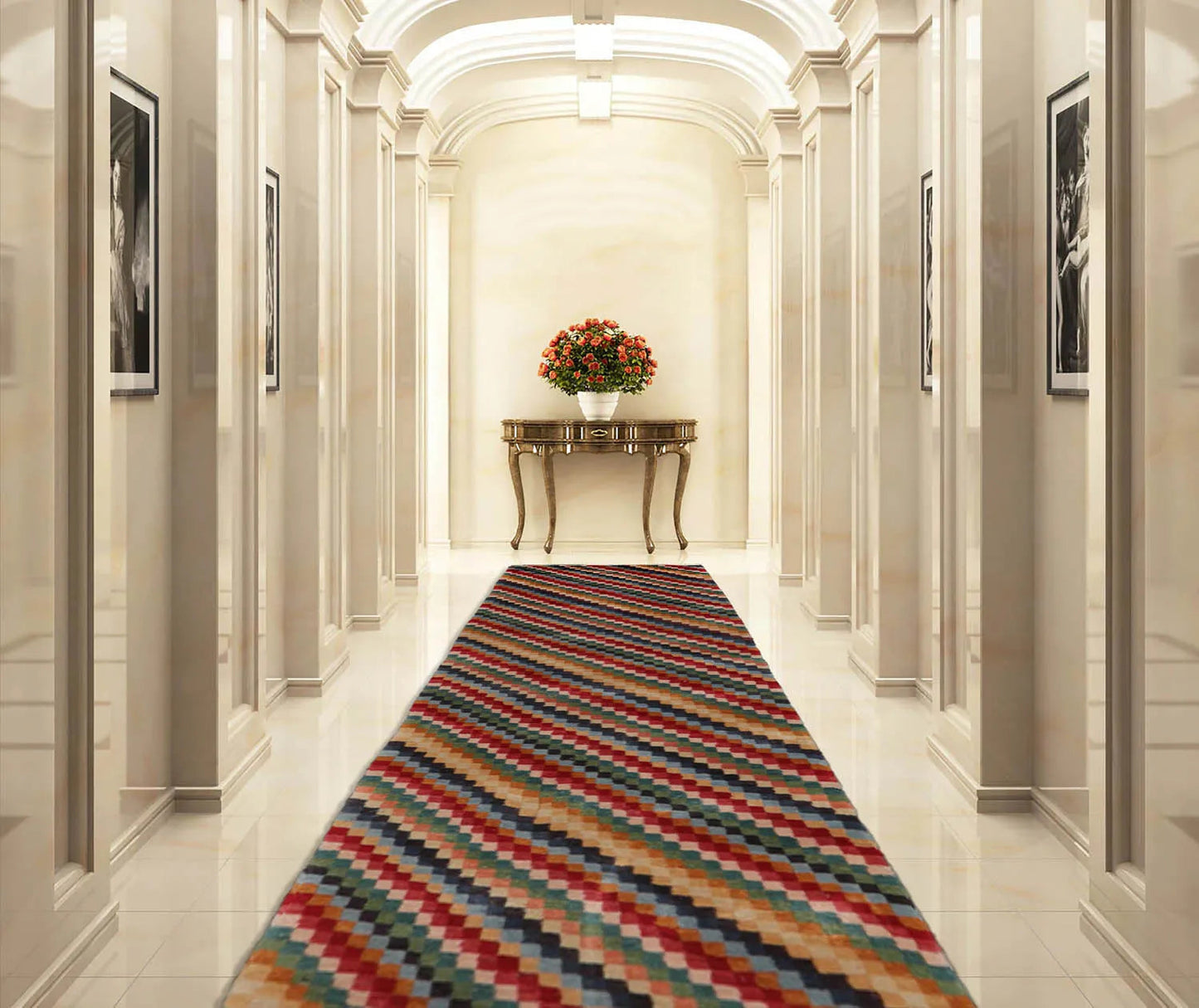 2'9''x12'2'' Runner Red Hand Knotted Tibetan 100% Wool Designer Modern & Contemporary Oriental Area Rug