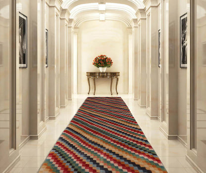 2'9''x12'2'' Runner Red Hand Knotted Tibetan 100% Wool Designer Modern & Contemporary Oriental Area Rug