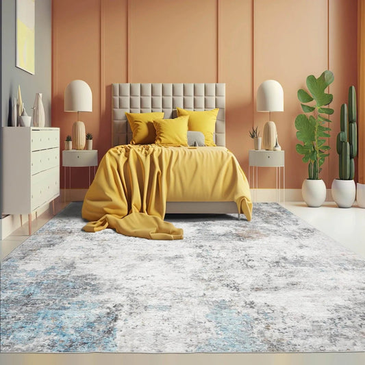 Multi Size Beige Machine Made Contemporary/Abstract washable Polyester Oriental Area Rug