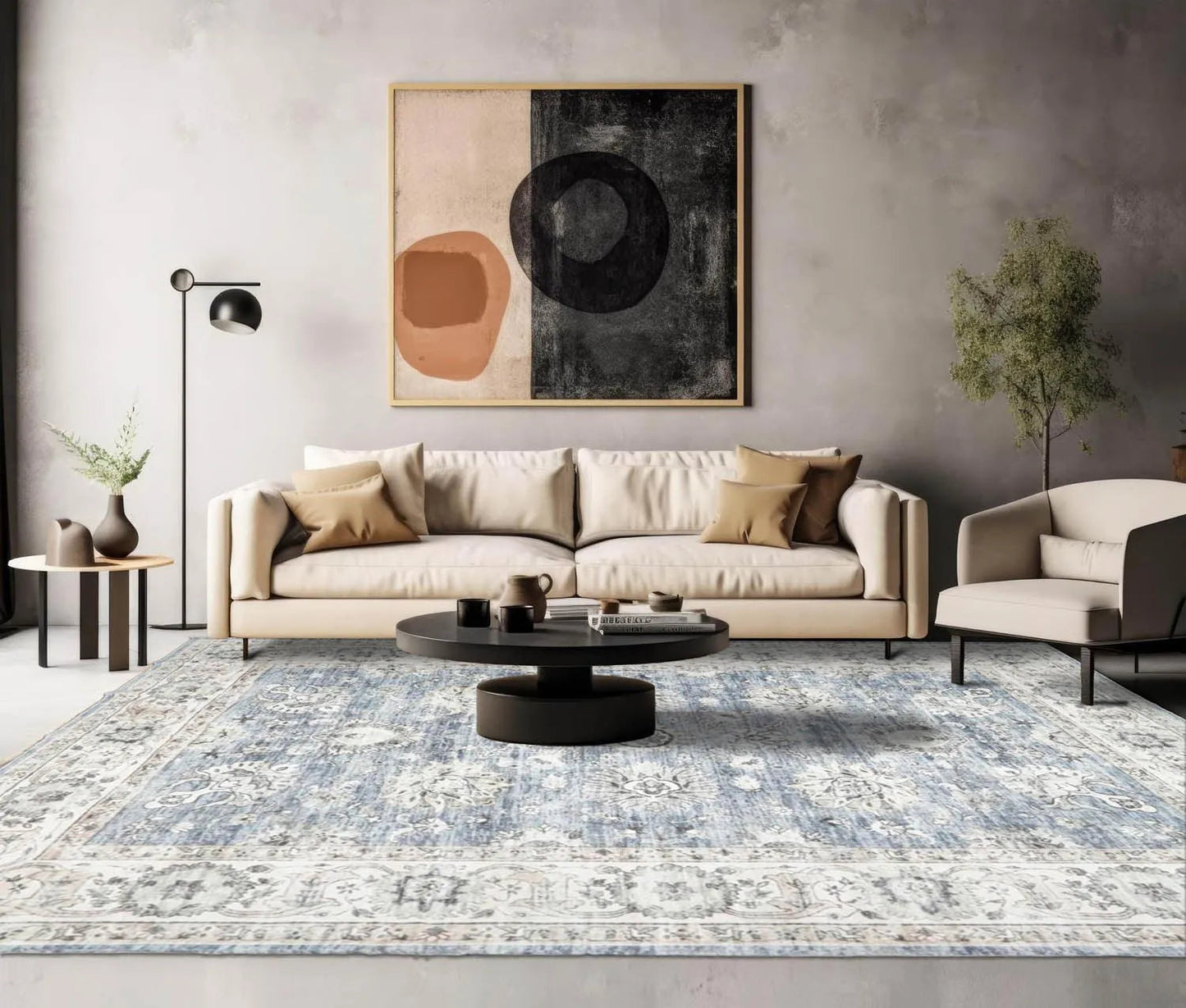 Multi Size Slate Machine Made Traditional washable Polyester Oriental Area Rug