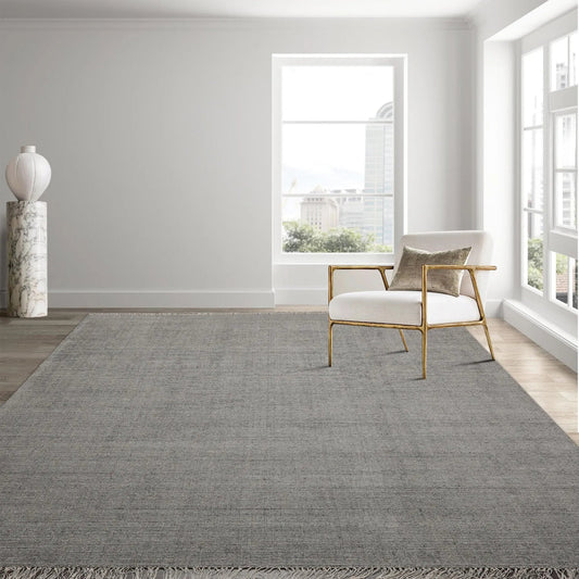 Multi Size Hand Loomed Ribbed Wool  Modern & Contemporary  Oriental Area Rug Ash Gray, Color