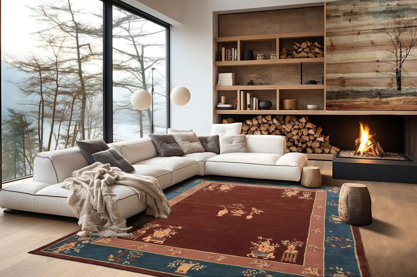 LoomBloom Multi Size Brown Hand Tufted Vase Transitional Chinese Art Deco New Zealand Wool Oriental Area Rug