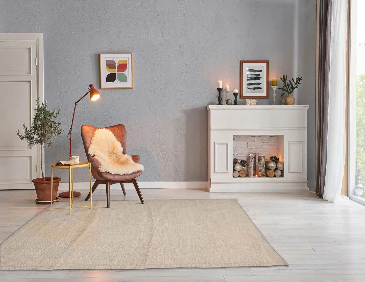 LoomBloom 5x8 Moss Traditional Hand Woven Wool Rug