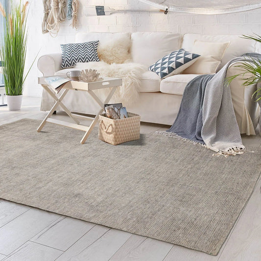 LoomBloom 5x8 Hand Knotted Taupe Oriental Area Rug