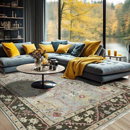 Multi Size Moss Hand Knotted Traditional Oushak Wool Oriental Area Rug