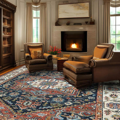 Multi Size Navy Hand Knotted Traditional Oushak Wool Oriental Area Rug