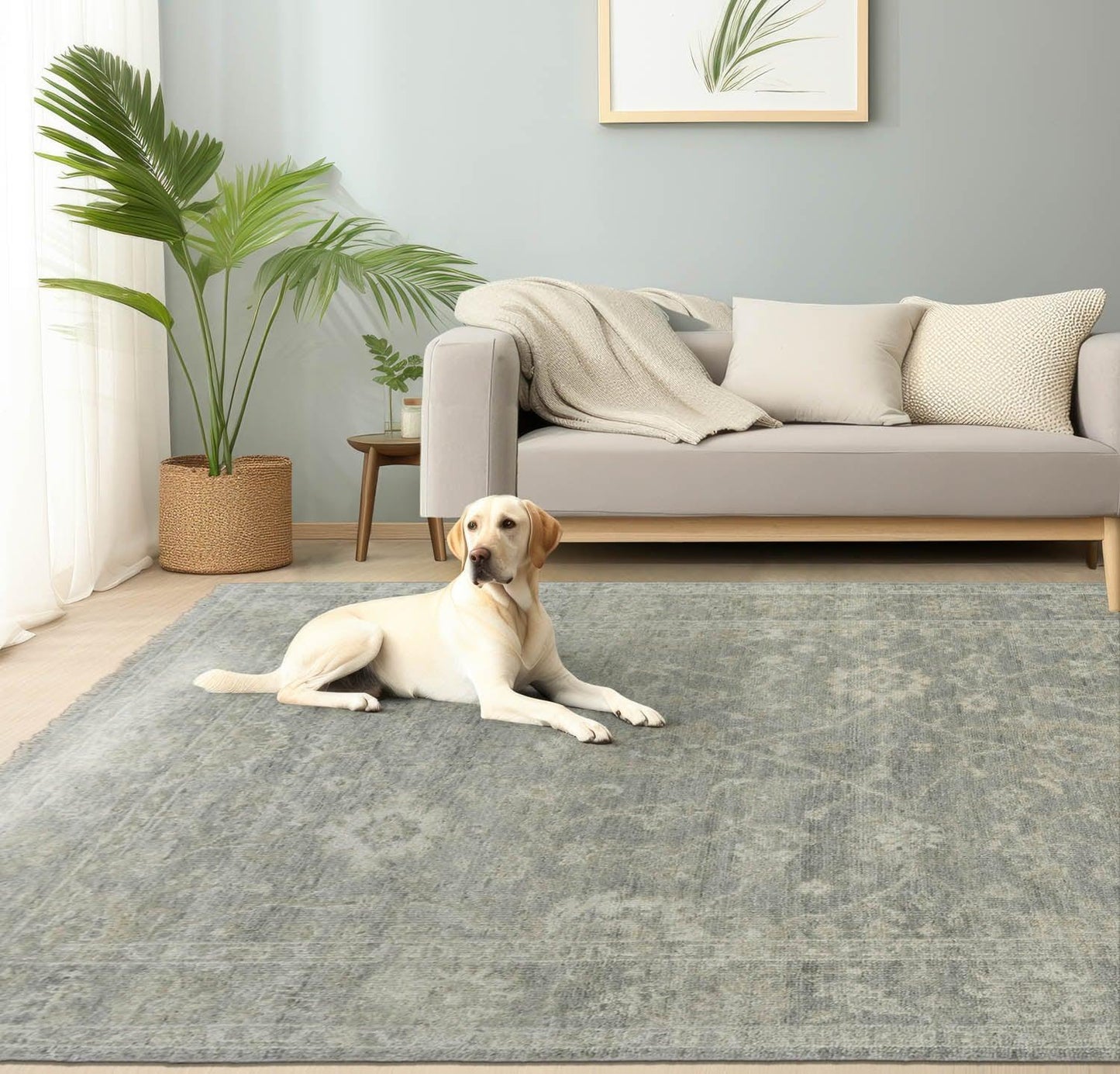 LoomBloom 7'4''x9'9" Moss Hand Knotted Traditional Oushak Wool Oriental Area Rug