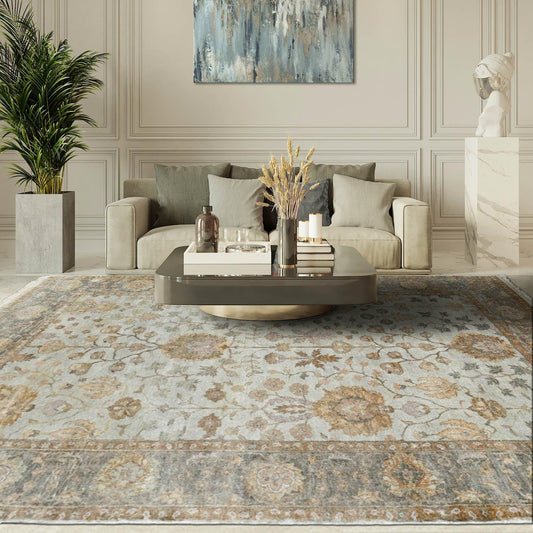 LoomBloom 6'1''x8'10" Gray Hand Knotted Traditional Oushak Wool Oriental Area Rug