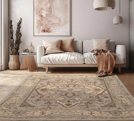 LoomBloom Multi Size Gray Hand Tufted Traditional Geometric Wool Oriental Area Rug