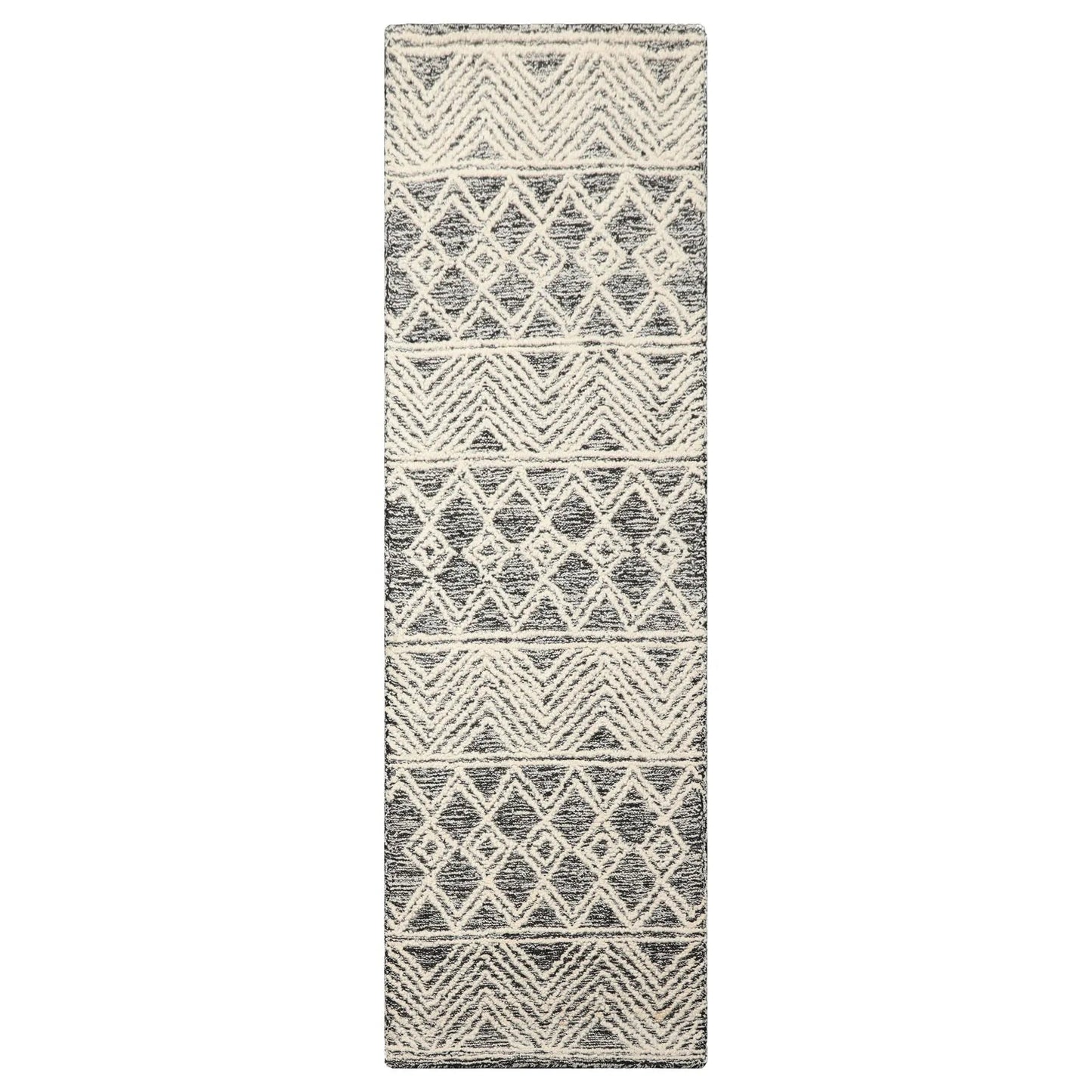 LoomBloom Multi Size Black Hand Tufted Transitional Geometric Wool Oriental Area Rug
