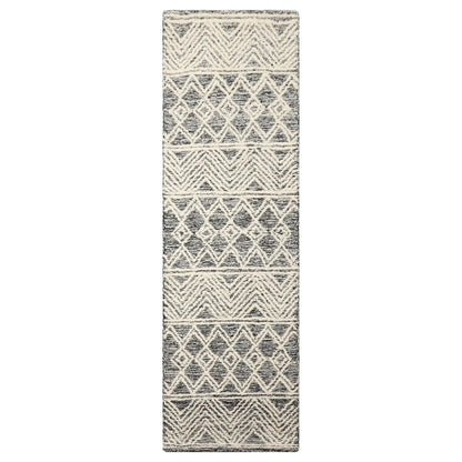 LoomBloom Multi Size Black Hand Tufted Transitional Geometric Wool Oriental Area Rug