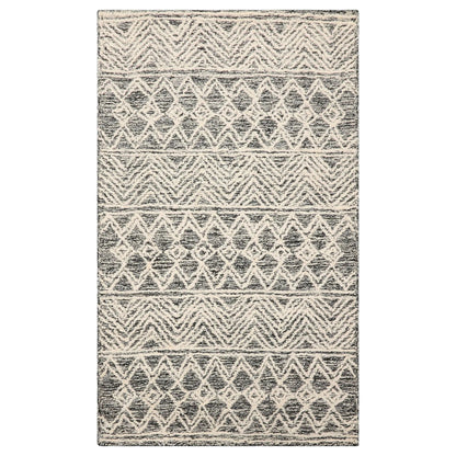 LoomBloom Multi Size Black Hand Tufted Transitional Geometric Wool Oriental Area Rug