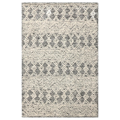 LoomBloom Multi Size Black Hand Tufted Transitional Geometric Wool Oriental Area Rug
