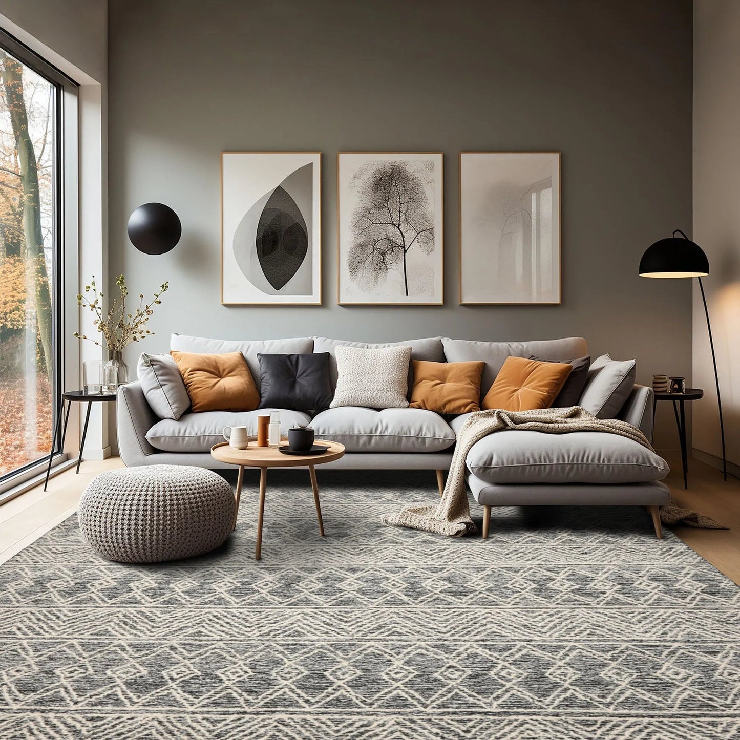 LoomBloom Multi Size Black Hand Tufted Transitional Geometric Wool Oriental Area Rug