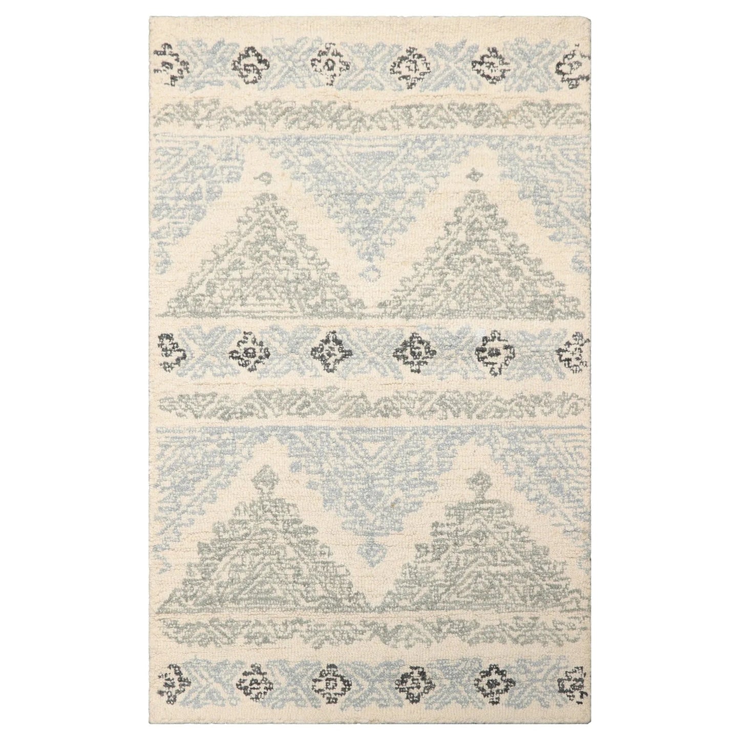 LoomBloom Multi Size Ivory Hand Tufted Transitional Geometric Wool Oriental Area Rug