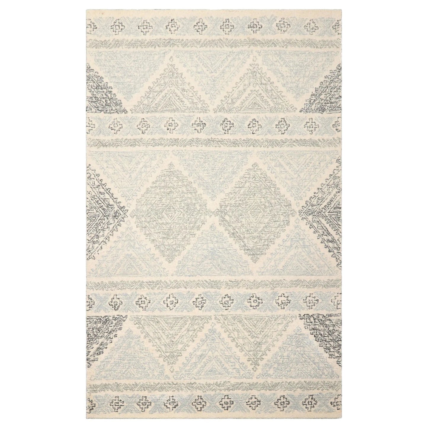 LoomBloom Multi Size Ivory Hand Tufted Transitional Geometric Wool Oriental Area Rug