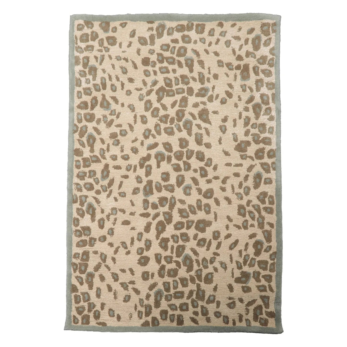 LoomBloom Multi Size Tan Hand Tufted Modern Leopard Print Wool and Bamboo Silk Oriental Area Rug
