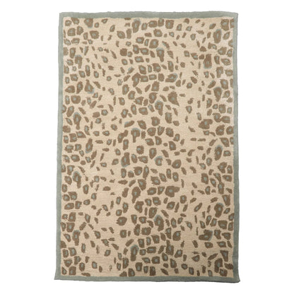LoomBloom Multi Size Tan Hand Tufted Modern Leopard Print Wool and Bamboo Silk Oriental Area Rug