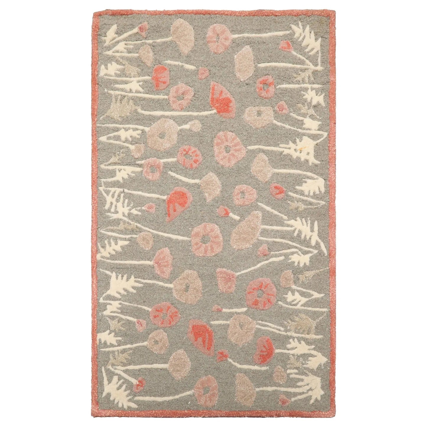 LoomBloom Multi Size Gray Beige Hand Tufted Contemporary Floral Wool and Faux Silk Oriental Area Rug