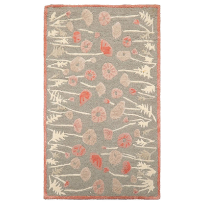 LoomBloom Multi Size Gray Beige Hand Tufted Contemporary Floral Wool and Faux Silk Oriental Area Rug