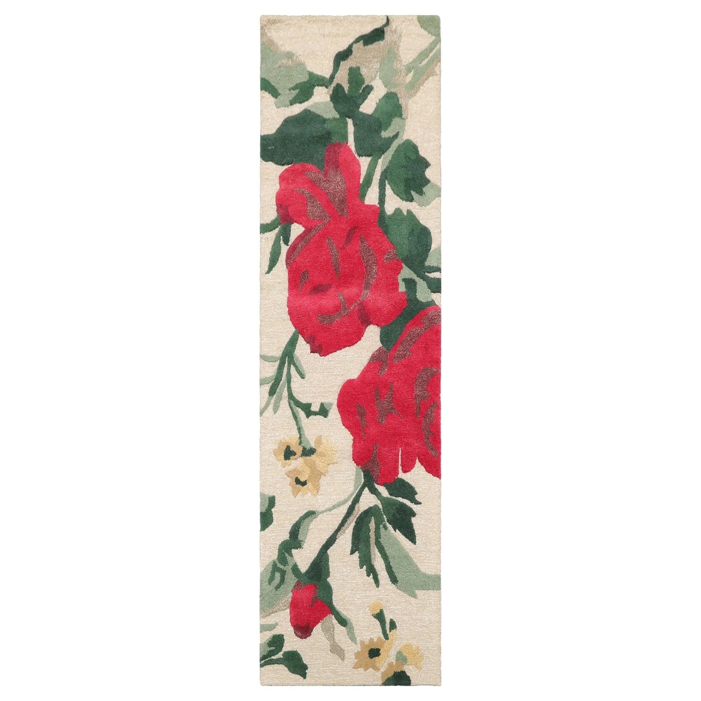 LoomBloom Multi Size Beige Hand Tufted Contemporary Floral Wool and Faux Silk Oriental Area Rug