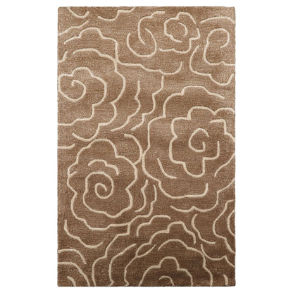 LoomBloom Multi Size Brown Hand Tufted Contemporary Floral Wool and Faux Silk Oriental Area Rug