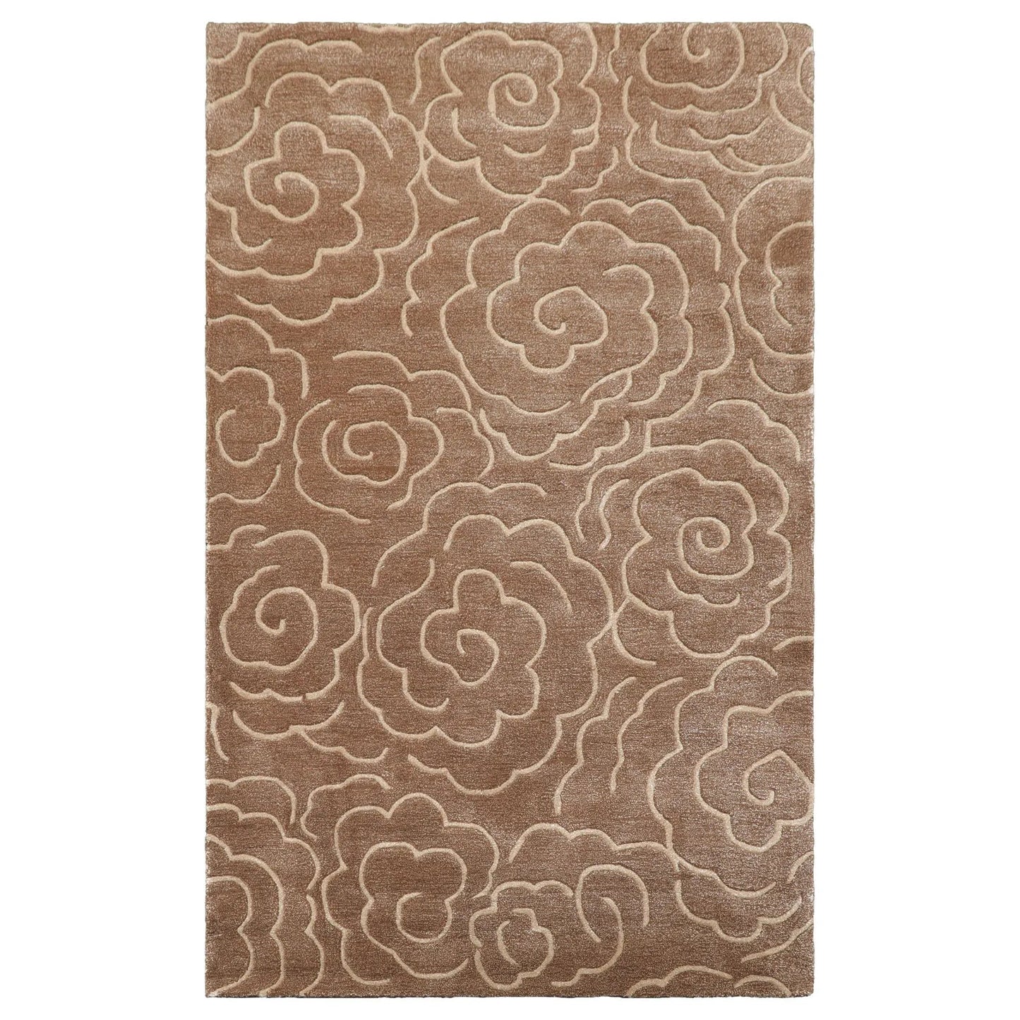 LoomBloom Multi Size Brown Hand Tufted Contemporary Floral Wool and Faux Silk Oriental Area Rug