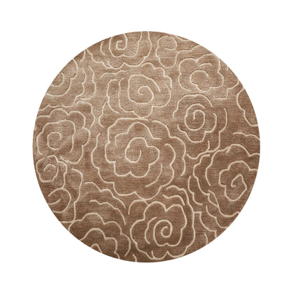 LoomBloom Multi Size Brown Hand Tufted Contemporary Floral Wool and Faux Silk Oriental Area Rug