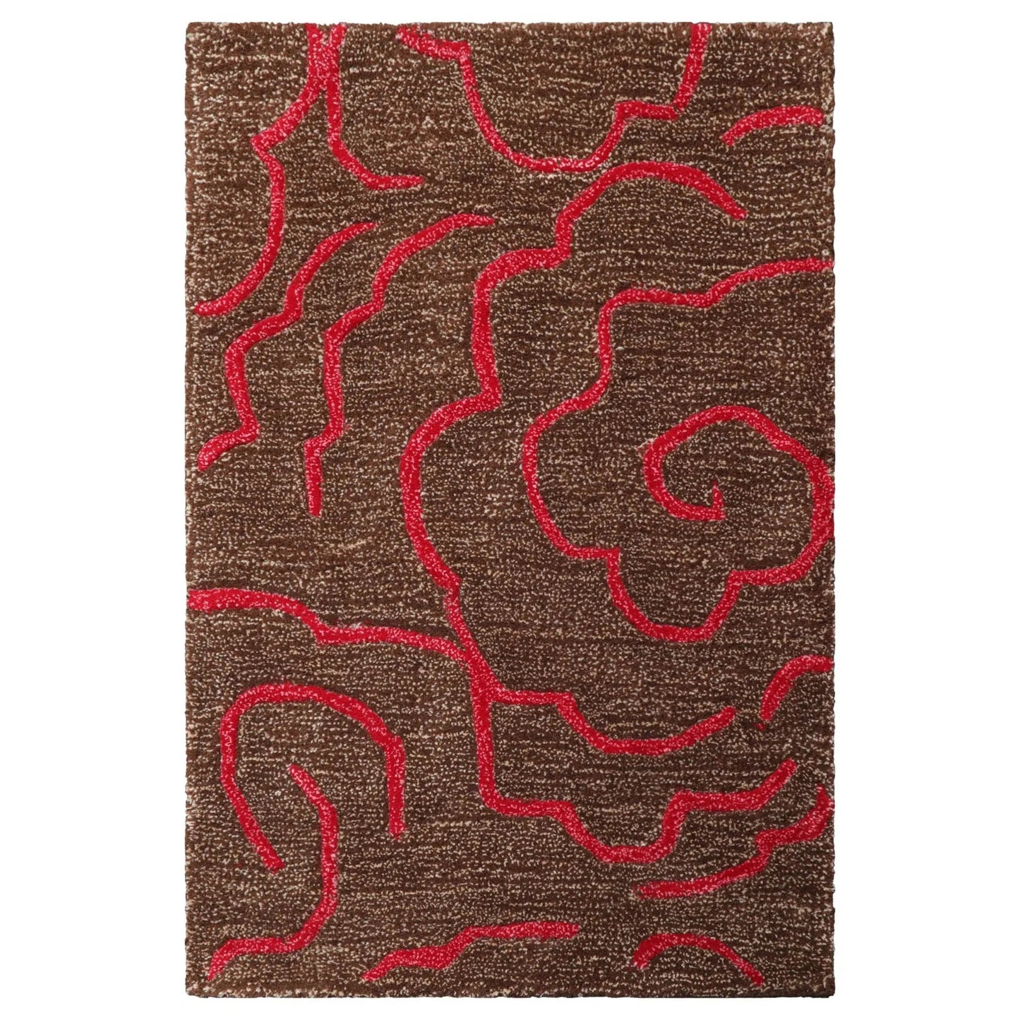 LoomBloom Multi Size Brown Hand Tufted Contemporary Wool and Faux Silk Oriental Area Rug