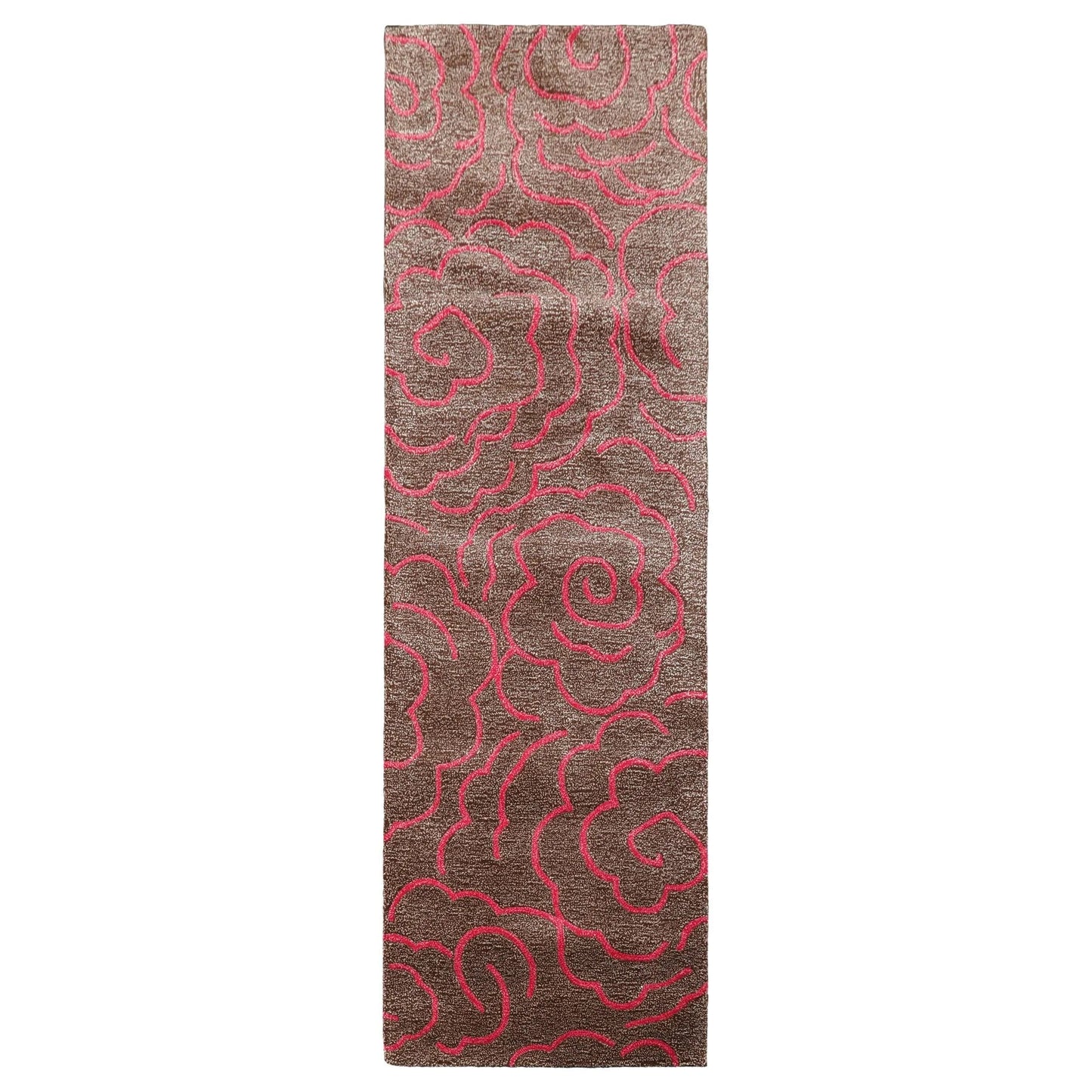 LoomBloom Multi Size Brown Hand Tufted Contemporary Wool and Faux Silk Oriental Area Rug