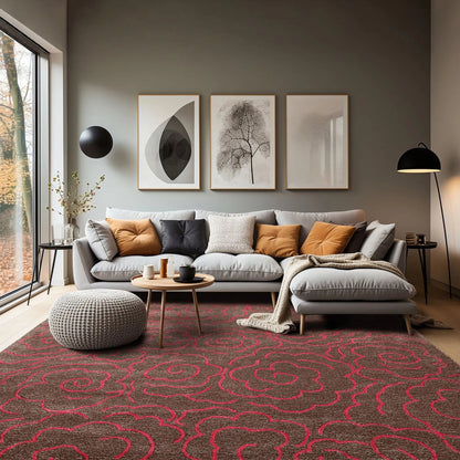 LoomBloom Multi Size Brown Hand Tufted Contemporary Wool and Faux Silk Oriental Area Rug