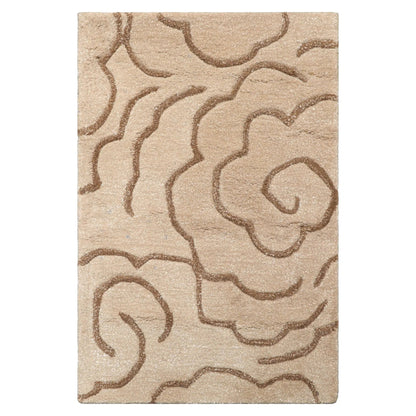 LoomBloom Multi Size Tan Hand Tufted Transitional Floral Wool and Faux Silk Oriental Area Rug