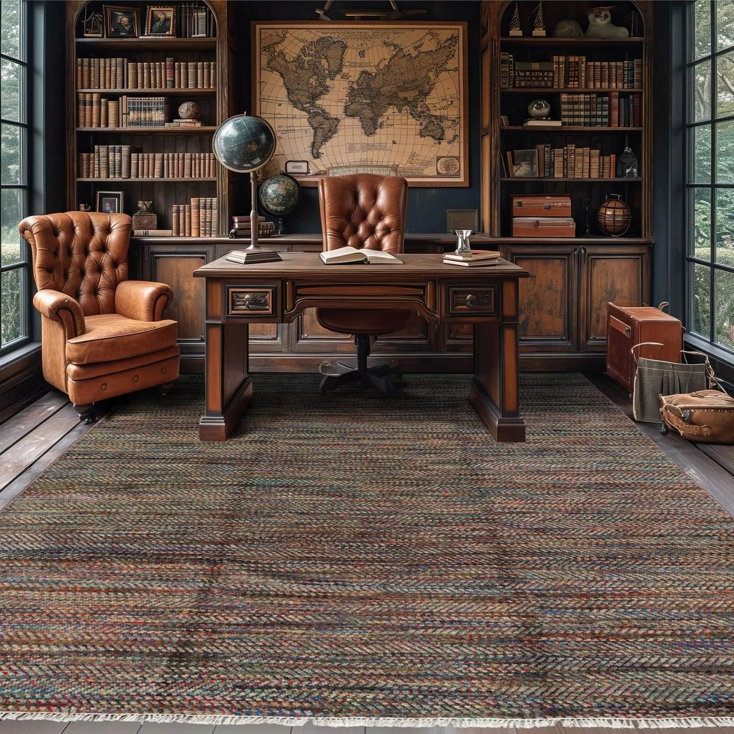 LoomBloom 7'10''x10' Gray Hand Knotted Modern Geometric Wool Oriental Area Rug