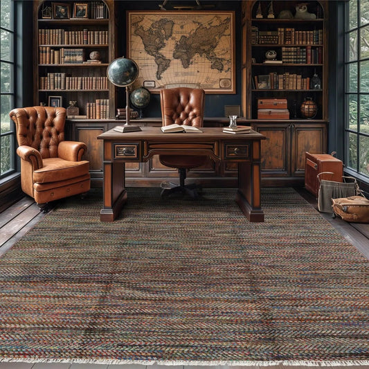LoomBloom 7'10''x10' Gray Hand Knotted Modern Geometric Wool Oriental Area Rug