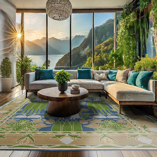 LoomBloom  Blue Hand Tufted Transitional Art & Crafts Wool Oriental Area Rug