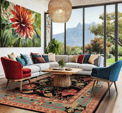 LoomBloom Multi Black Hand Tufted Transitional Art & Crafts Wool Oriental Area Rug