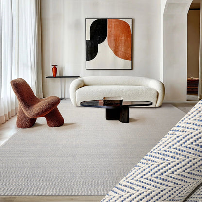 LoomBloom Multi Sizes Ivory Hand Woven Contemporary Flatweave Herringbone New Zealand Wool Oriental Area Rug