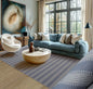 LoomBloom Multi Size Tone on Tone Blue Hand Woven Striped Modern Herringbone  New Zealand Wool Oriental Area Rug