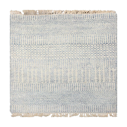 2'x2' Ivory Hand Knotted Tibetan Modern  Wool and Bamboo Silk Oriental Area Rug