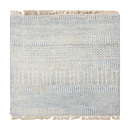 2'x2' Ivory Hand Knotted Tibetan Modern  Wool and Bamboo Silk Oriental Area Rug