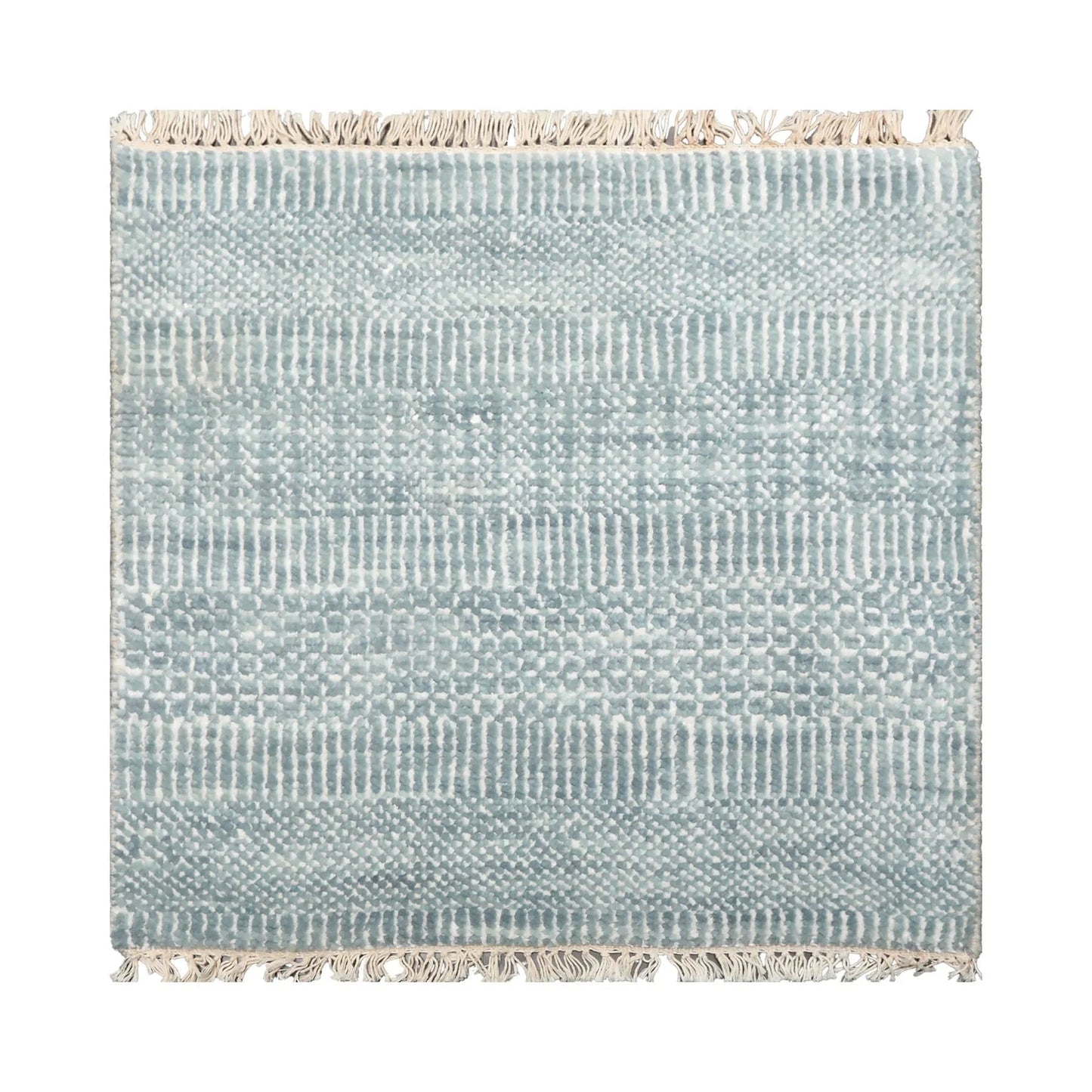 2'x2' Ivory Hand Knotted Tibetan Modern Wool and Bamboo Silk Oriental Area Rug