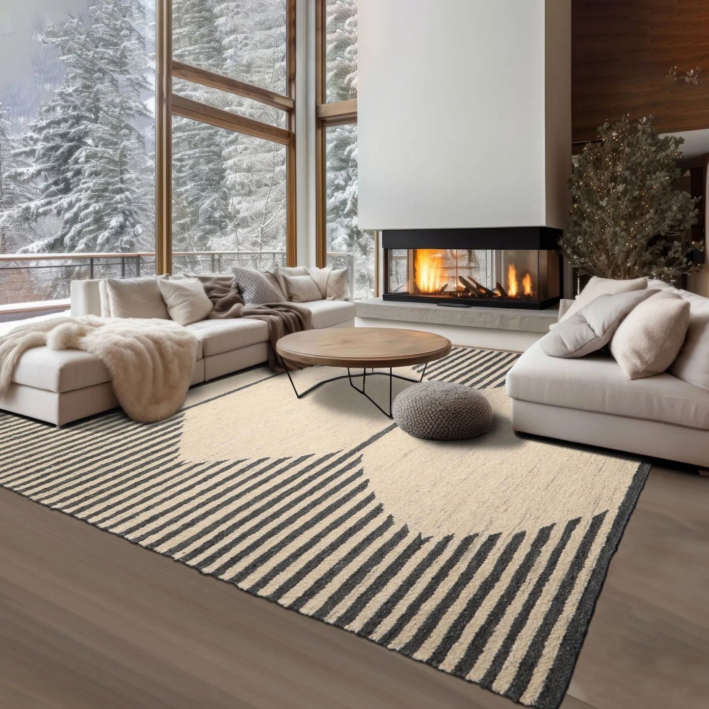 LoomBloom Multi Sizes Oatmeal Hand Woven Flatweave Contemporary Geometric Wool Oriental Area Rug