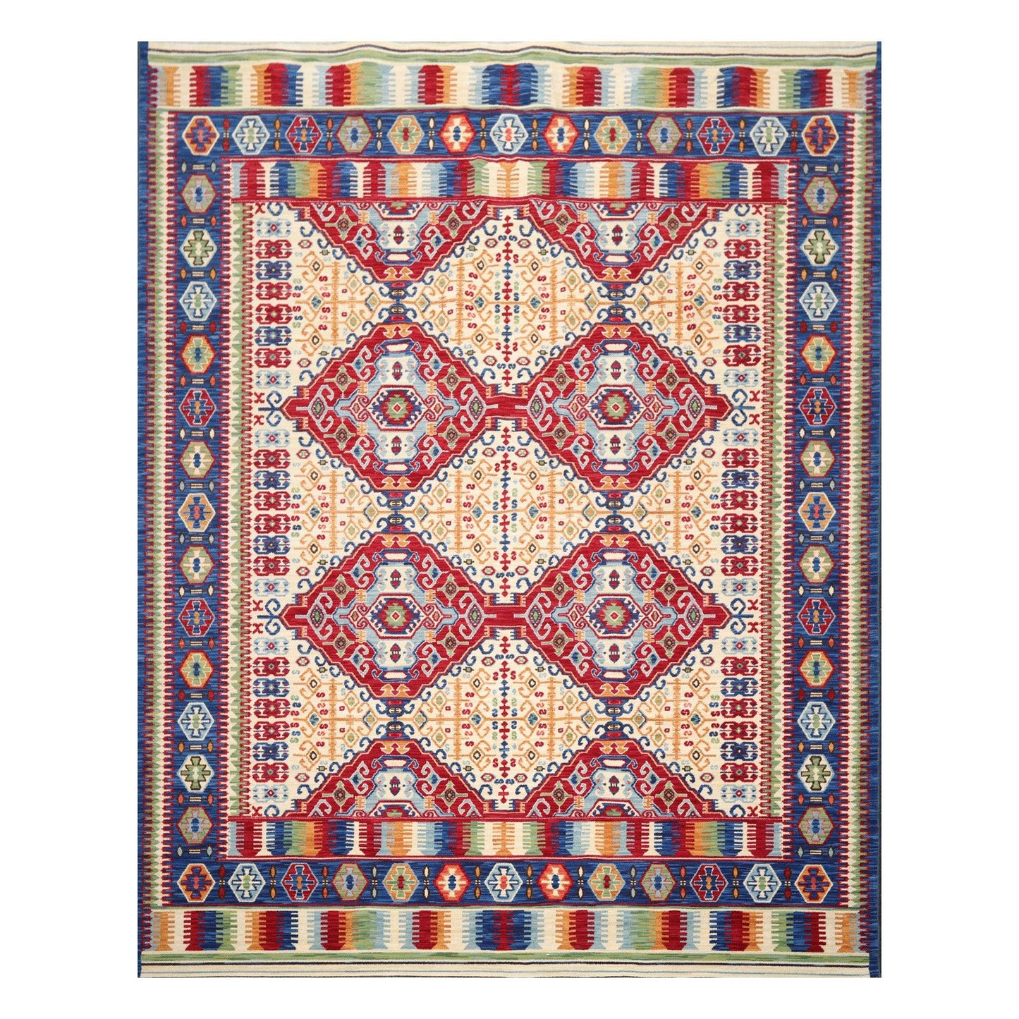 8'1" x 11'4" Traditional 100% Wool Area Rug Ivory Made in USA