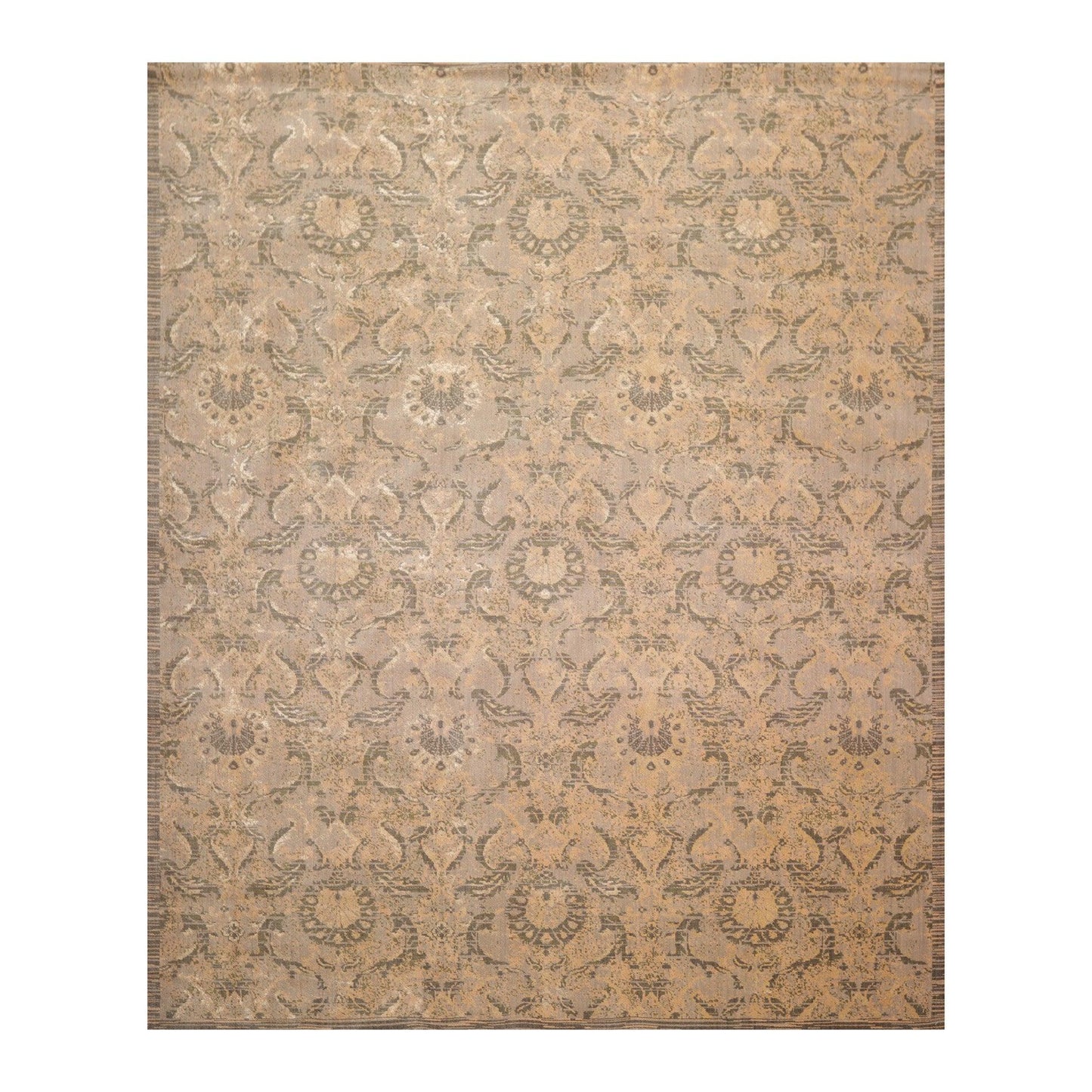 7'8"x9'10" Designer Transitional Wool & Silk Oriental Area Rug Gray