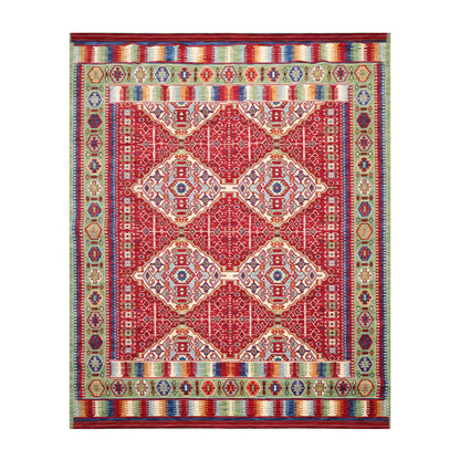 8'1" x 11'3" Medallion 100% Wool Area Rug Red Made in USA