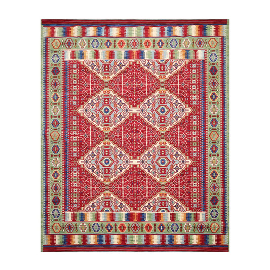 8'1" x 11'3" Medallion 100% Wool Area Rug Red Made in USA