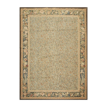 5'7" x 8' Hand woven Wool 300KPSI S. Fine French Needlepoint Tapestry Rug Green