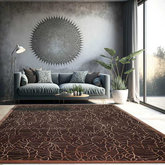 8'x10' Hand Knotted 200 KPSI extra dense pile Tibetan Wool & Silk area rug Brown