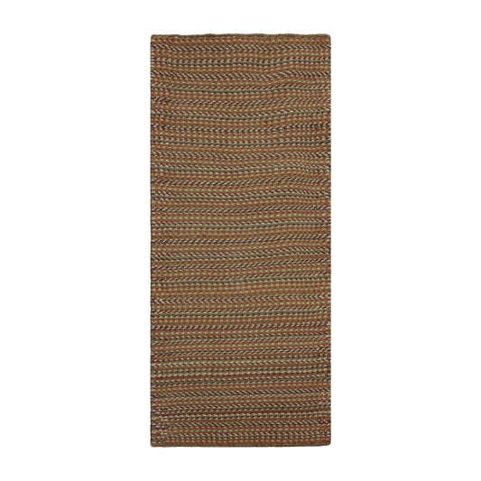 1'9''x4' Dhurry Kilim Reversible Hand-Woven Wool Contemporary Oriental Area Rug