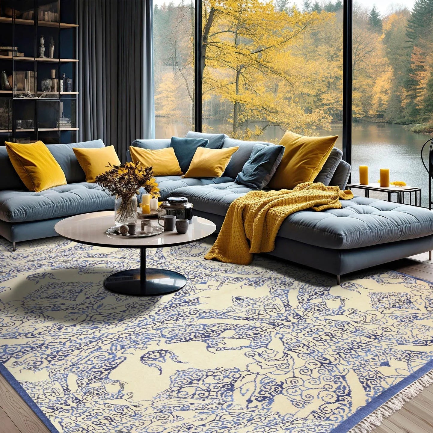 6' x 9' Hand Knotted Chinese Art Deco 100% Wool Area Rug Ivory